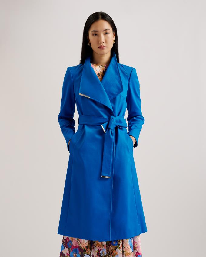 Manteau Ted Baker Midi Length Wrap Trench Bleu Femme | WJB-61501233